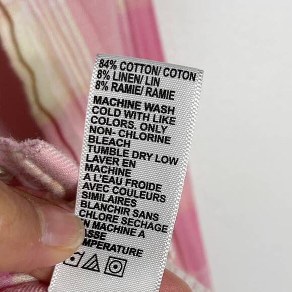 James Perse Womens 1 Small S Pink Bleached Plaid Button Up Shirt Cotton Linen - Picture 12 of 12